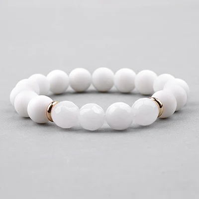 10mm Agate Quartz BOJIU Натуральный Камень Strand браслет для женщин кубический циркон белый кристалл Ag. Гематит кварцевые стеклянные бусины браслет ювелирные изделия BC278 - Окраска металла: 10mm Agate Quartz
