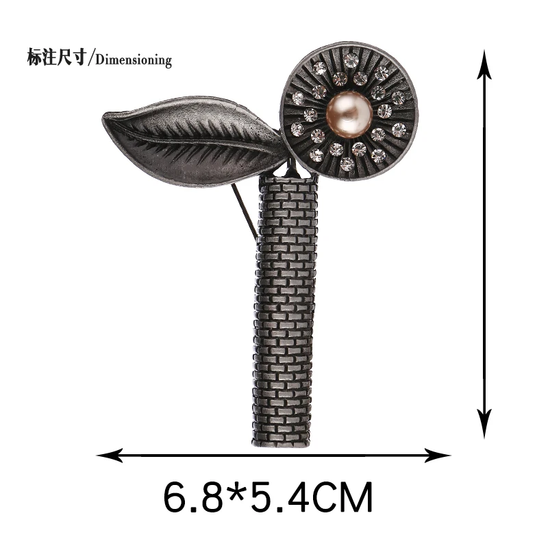 Креативная Брошь булавка в форме листа броши для женщин старинное серебро стразы