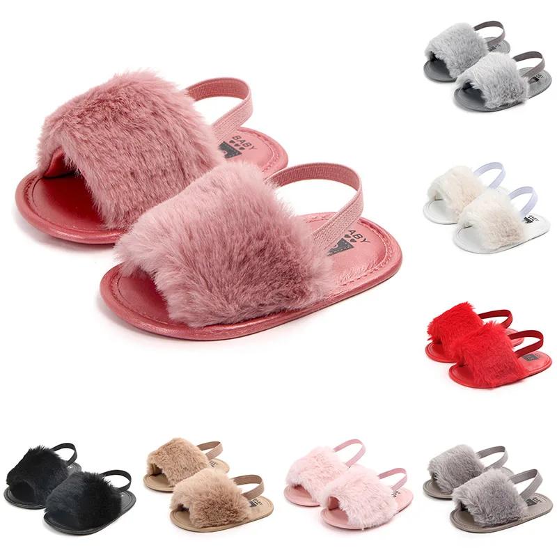 Детские сандалии Пушистые дышащие Нескользящие на мягкой подошве с эластичным