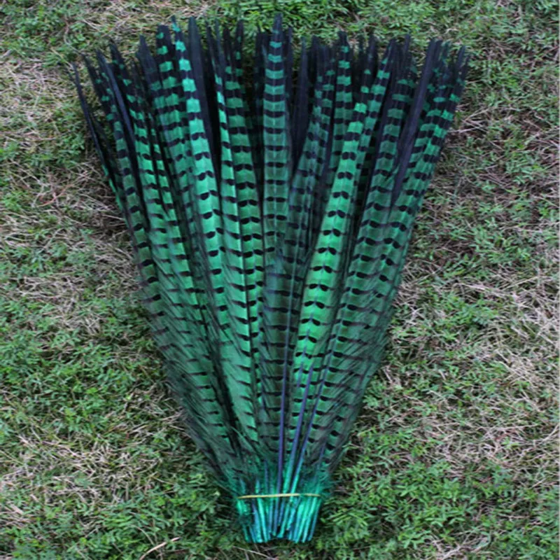 Plumas de cola de fais&aacute;n de color verde largo, 100 piezas, 22-24 pulgadas/55-60cm, env&iacute;o gratis-0