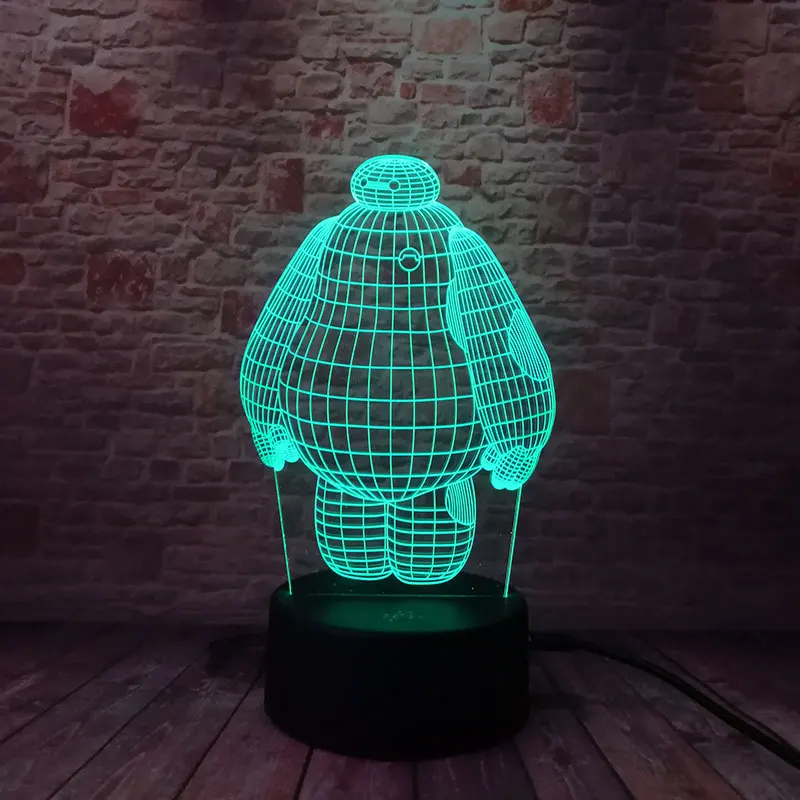 Светящийся робот Baymax модель 3D светодиодный ночной люминесцентный цветной