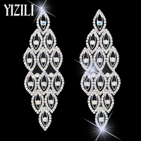 yizili 2018 ladies water drop shiny earrings multi layer pendant bridal rhinestone earrings jewelry for women wedding gifts e040