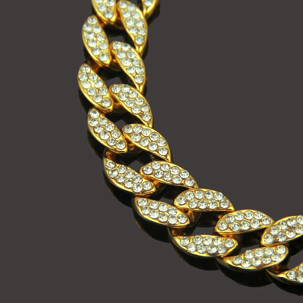 Iced Out часы 1" кубинские звенья цепи ожерелье& 8,5" браслет комплект