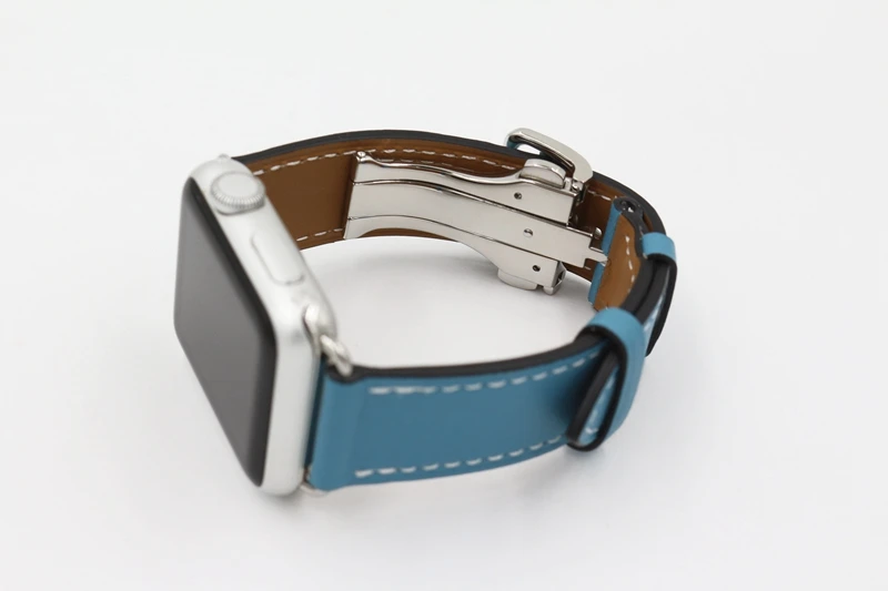 Light Blue Ремешок URVOI с пряжкой для apple watch серии 5 4 3 2 1 ремешок для iwatch ремень для одного тура ремешок для часов Свифт кожаный - Цвет ремешка: Light Blue