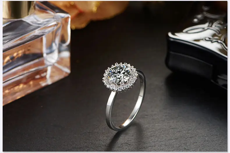 Ювелирные кольца с муассанитом цветочный дизайн 1.00ct карат 18 К белые золотые обручальные кольца для женщин ювелирные украшения подарок для девочки