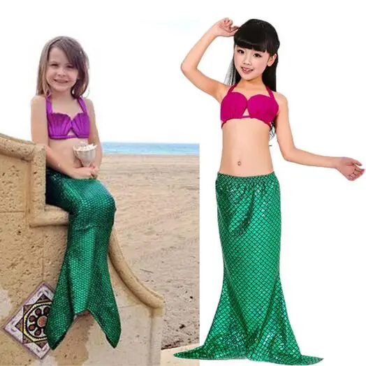 Детский женский костюм Русалочки купальник с хвостом и юбкой для девочек |