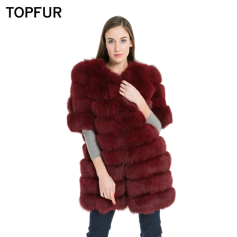 Enlarge TOPFUR  Fashion Natural Fur Coat For Women Winter High Quality Fur Outwear 2021 Luxury 80cm Long Real Fur Coat For Female