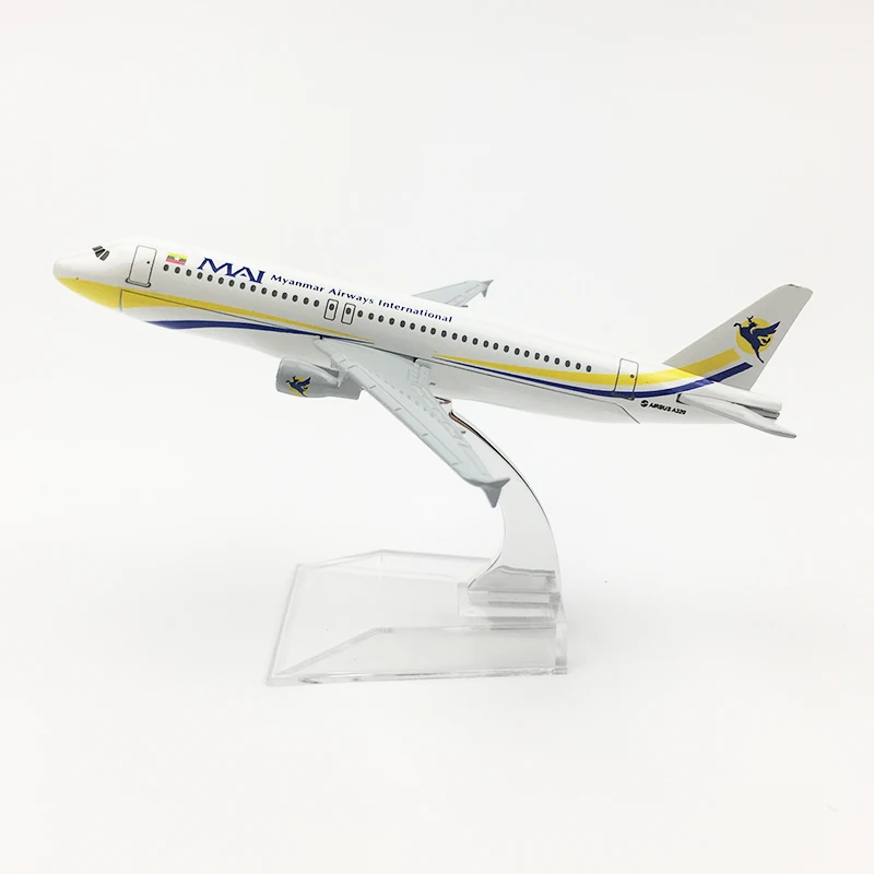 16cm Myanmar Airlines Airplane Model A320 Metal Diecast Aviation MAI International Airways Aircraft Scale Toys 1:400 |