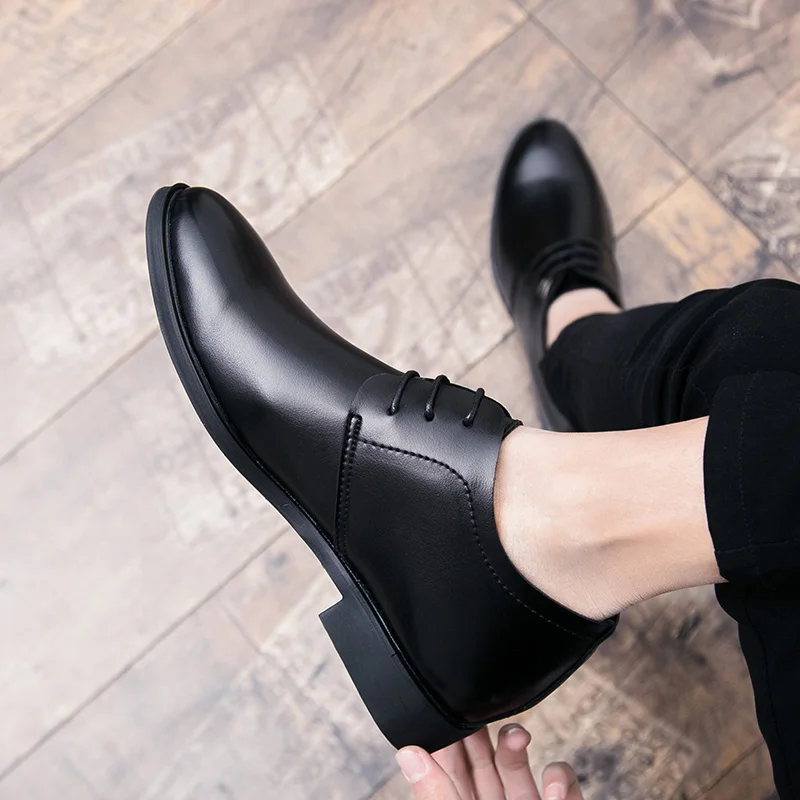 Men's Quality Leather Shoes Social Top Head Autumn Office lace up Soft Man Dress business wedding party l5 | Обувь