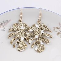 2020 new fashion gold christmas earrings for women gold glitter star palm leather teardrop earrings jewelry wholesale oorbellen