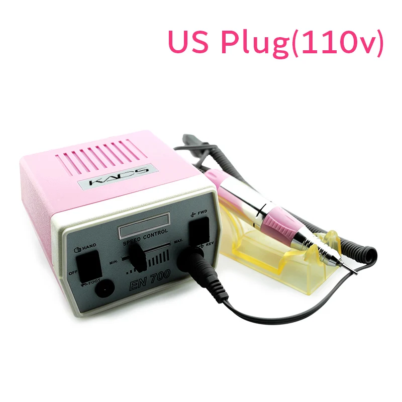 pink 110V US PLUG 35 Вт электрическая дрель для ногтей с педалью для маникюра и педикюра, набор напильников для дизайна ногтей, сверло для ногтей, маникюрная дрель и аксессуары - Цвет: pink 110V US PLUG