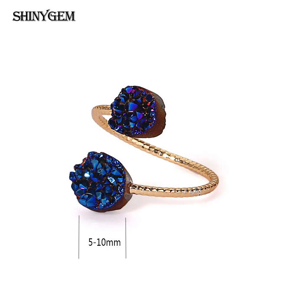 Кольцо ShinyGem с искусственным опалом, винтажное Золотое кольцо с натуральным камнем, регулируемые золотые обручальные кольца для женщин