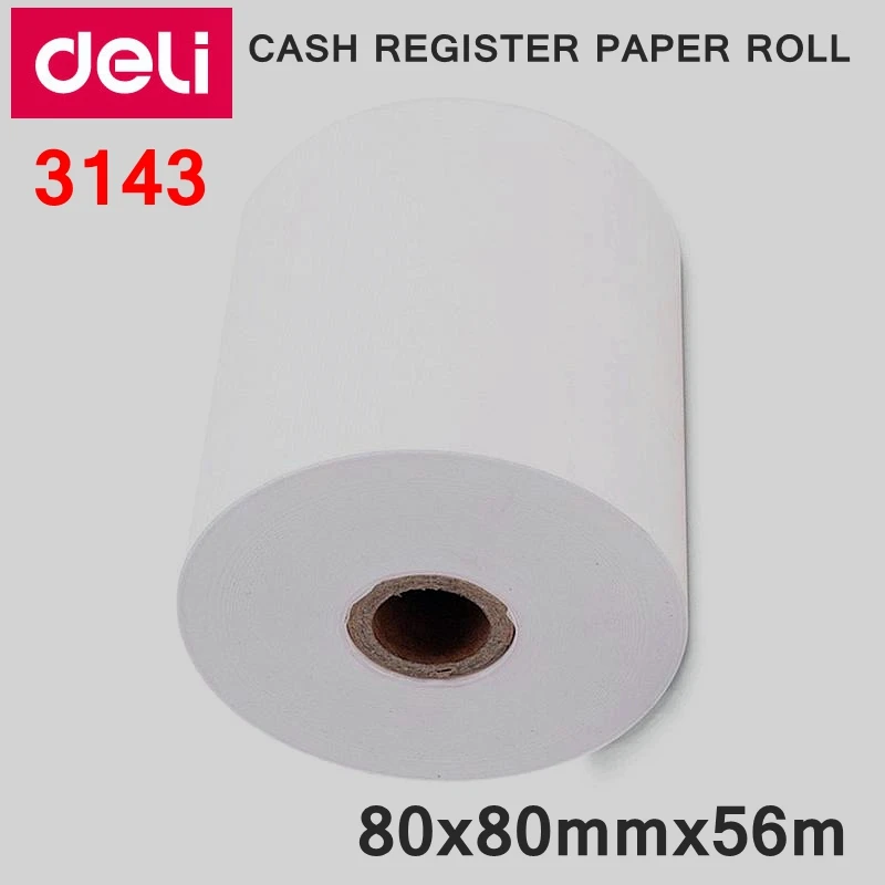 4 рулона/лот Deli 3143 кассовый аппарат рулон бумаги 80x80mmx56m термальная бумага