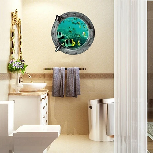 3D подводная лодка искусство морские рыбы комнаты настенный Декор Съемный DIY