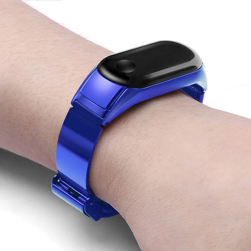Синий Для mi band 3 металлический браслет из нержавеющей стали с пряжкой для Xiao mi Band 3 сменный Браслет для mi band 3 браслет из нержавеющей стали - Цвет: Синий