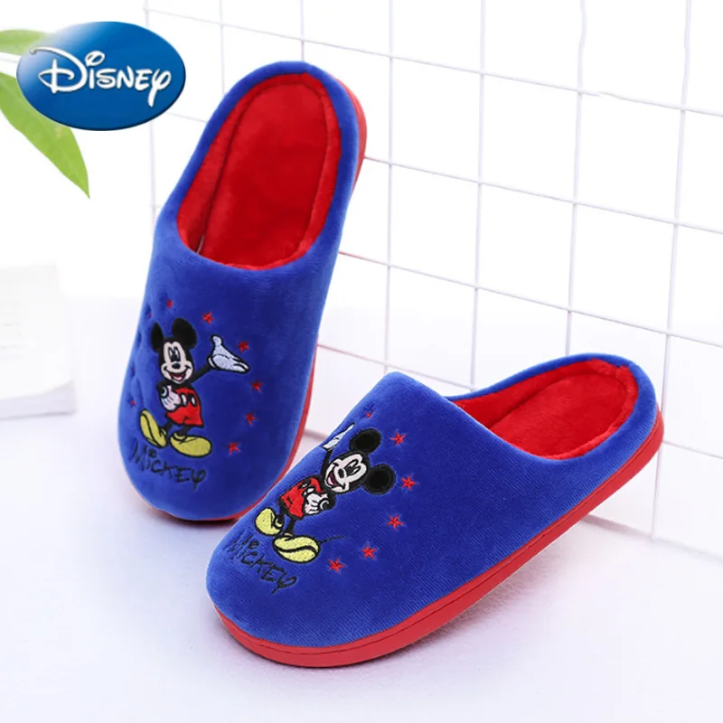 Disney/зимняя теплая милая плюшевая обувь для мальчиков и девочек с изображением