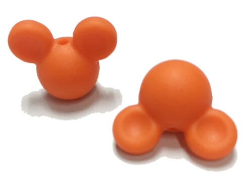 orange 10 шт./лот, Детские бусины Микки для прорезывания зубов, Мультяшные силиконовые бусины для ожерелья, не содержит Бисероплетение, силиконовые бусины для кормления, сделай сам - Цвет: orange