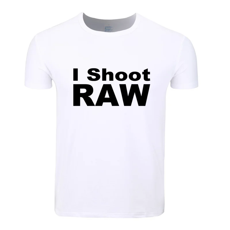 Мужская и женская футболка азиатского размера с принтом I Shoot RAW Funny летняя