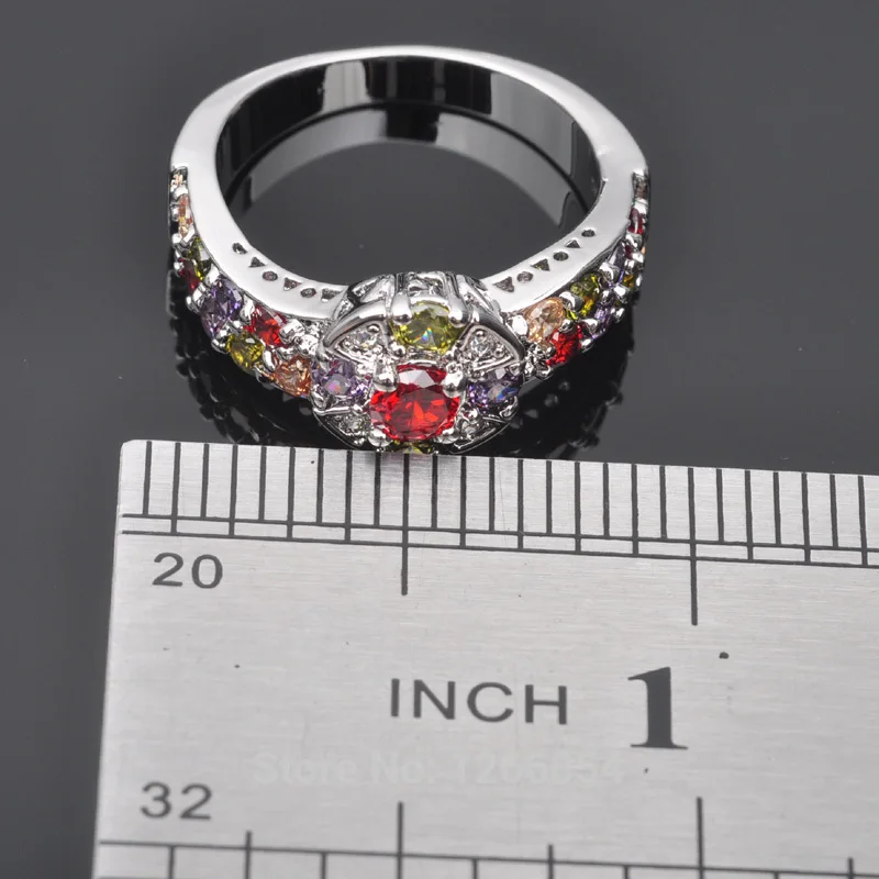 Изумительное разноцветное Ювелирное кольцо с кубическим цирконием для женщин