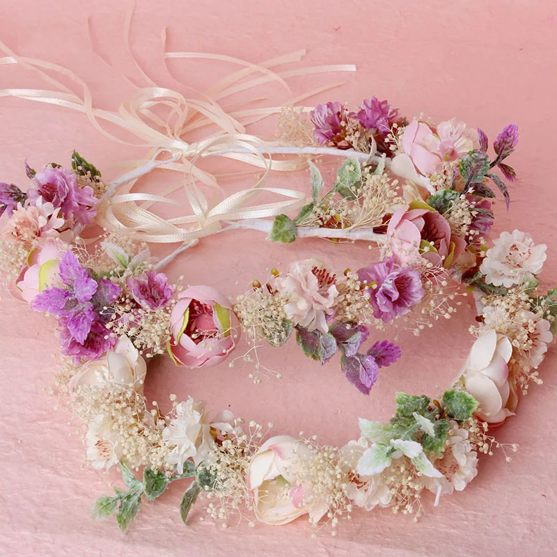 cane wreath eternal flower women bride headdress garlands beach wedding headbands | Украшения и аксессуары