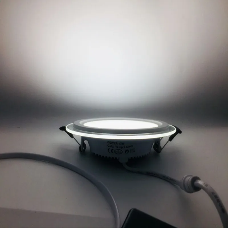 2019 New 3 COLOR CHANGE glass led panel light LED Ceiling Recessed Light AC85-265V Downlight SMD 6W 9W 12W 18W Home lighting | Лампы и