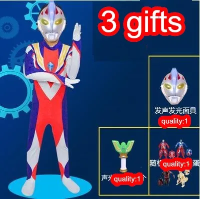 SUIT AND 3 GIFTS Дети ребенок малыш мужчин на Хэллоуин для мальчиков взрослый костюм Косплэй лайкра костюм Ultraman Dyna tiga костюм Ultraman игрушка подарок одежда - Цвет: SUIT AND 3 GIFTS