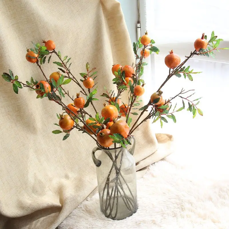 2 шт. искусственные цветы 5 головок фрукты гранат ягоды деревья букет цветочный