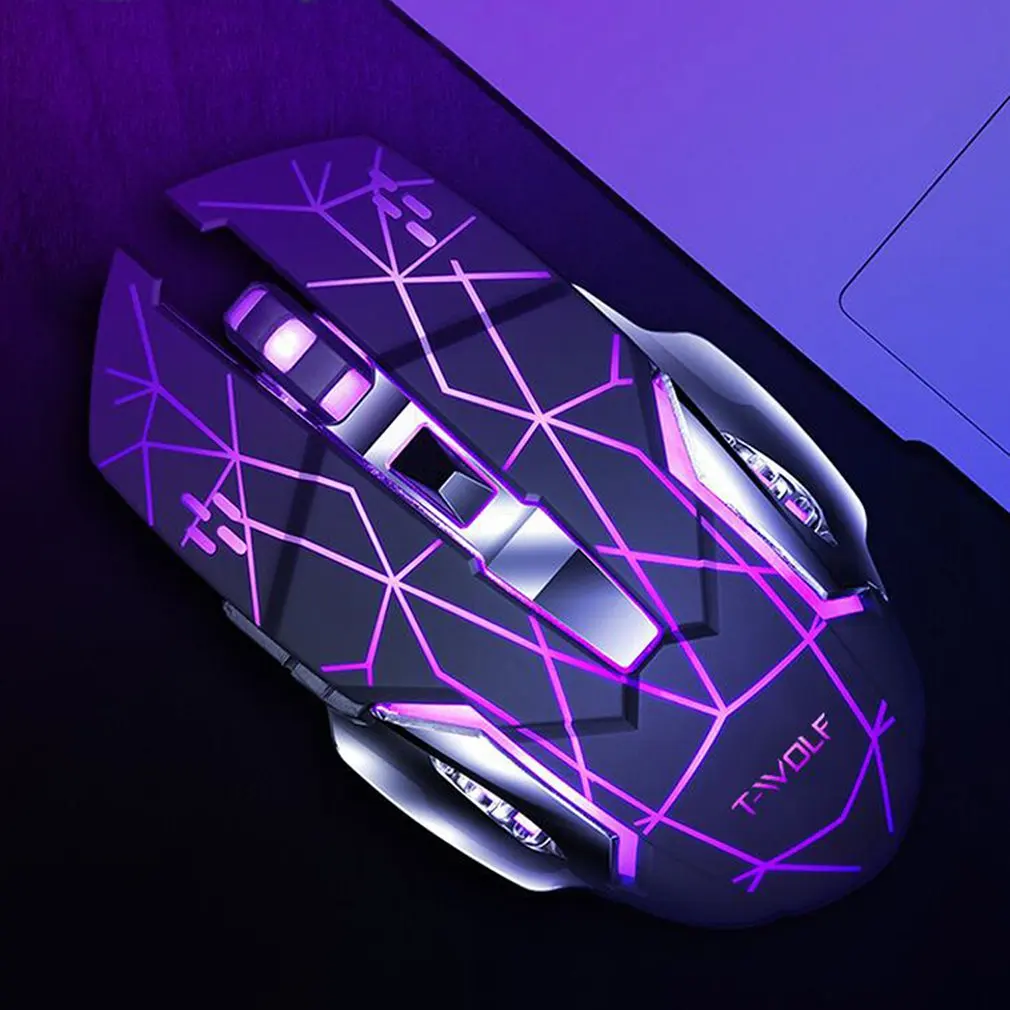 Q13 Rechargeable Wireless Mouse Silent Ergonomic Gaming Mice 6 Keys RGB Backlight 2400 DPI for Laptop Computer Pro Gamer | Компьютеры и