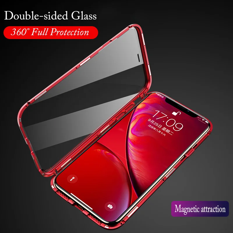 Магнитный металлический флип-чехол для телефона Apple iPhone XS Max XR X 6 6S 7 8 Plus чехол с