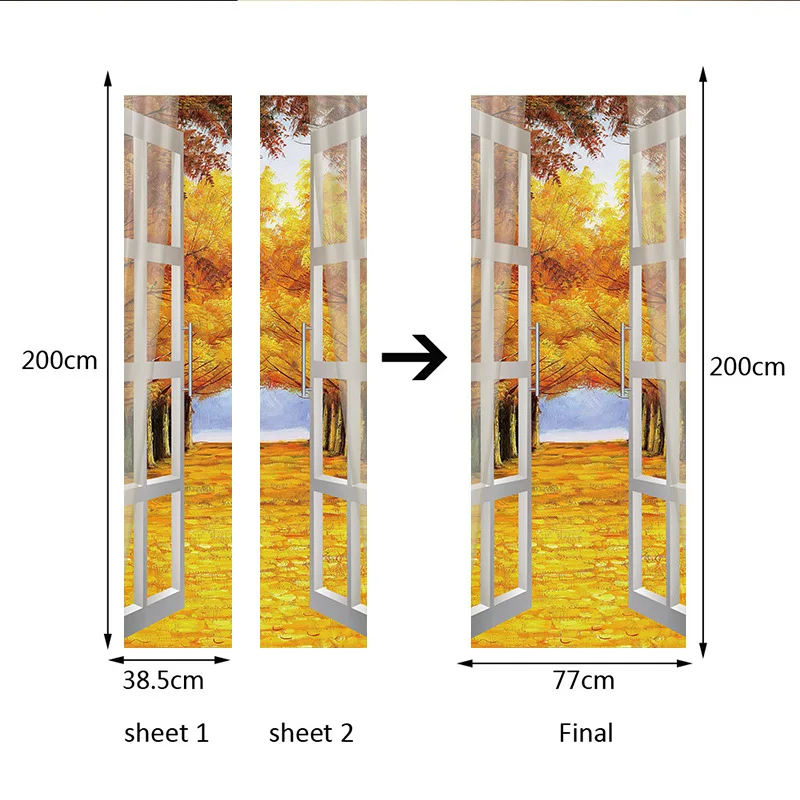 

Fallen Leaves Window Door 3D Door Sticker Home Decoration Accessories Wallpaper Door Stickers