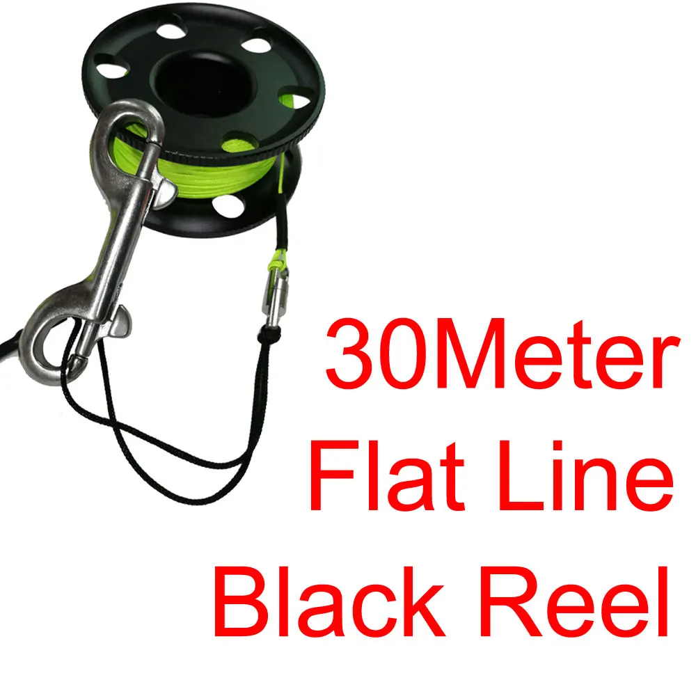 Black 30M Flat Line Подводная катушка для дайвинга катушка с нержавеющая сталь защелкивающийся зажим болта SMB безопасная колбаса пальчиковая катушка для подводного ныряльщика подводного плавания - Цвет: Black 30M Flat Line