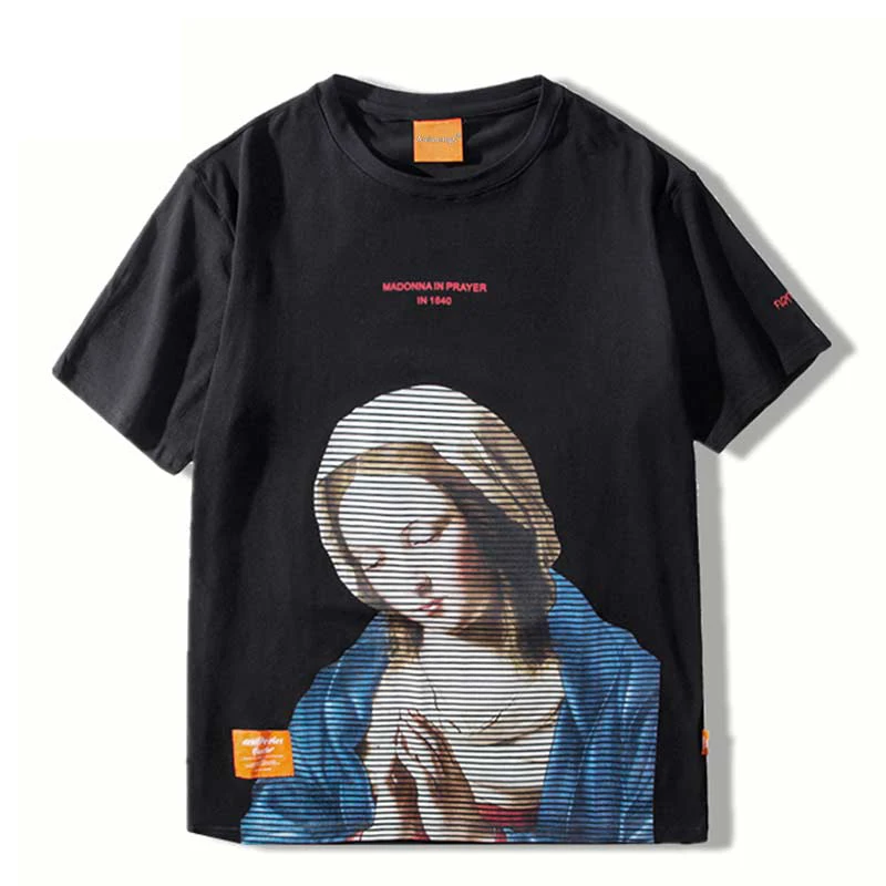 Мужская футболка с забавным принтом круглым вырезом Harajuku High Street летняя уличная