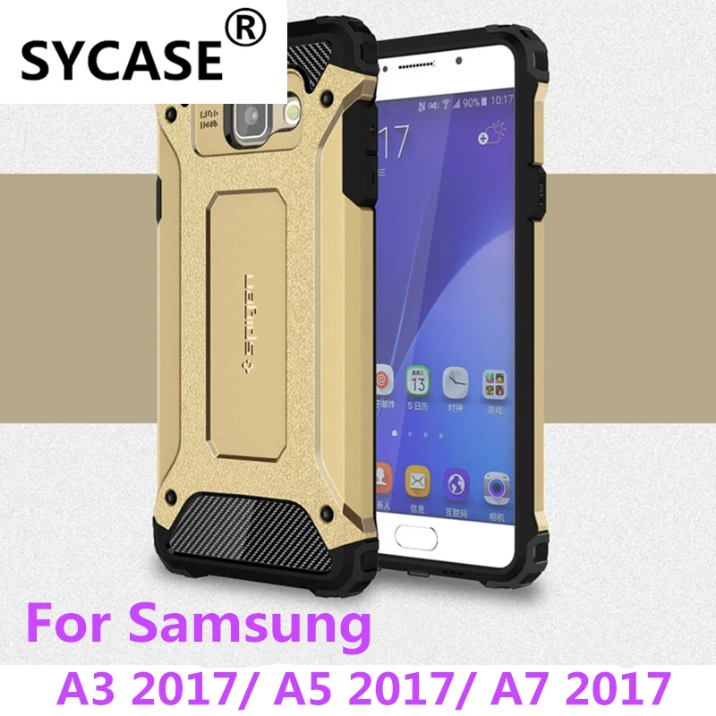 SYCASE для samsung galaxy A7 2017 A5 A3 Броня анти-шок Силиконовые Гибридный Жесткий ПК PhoneCase a720