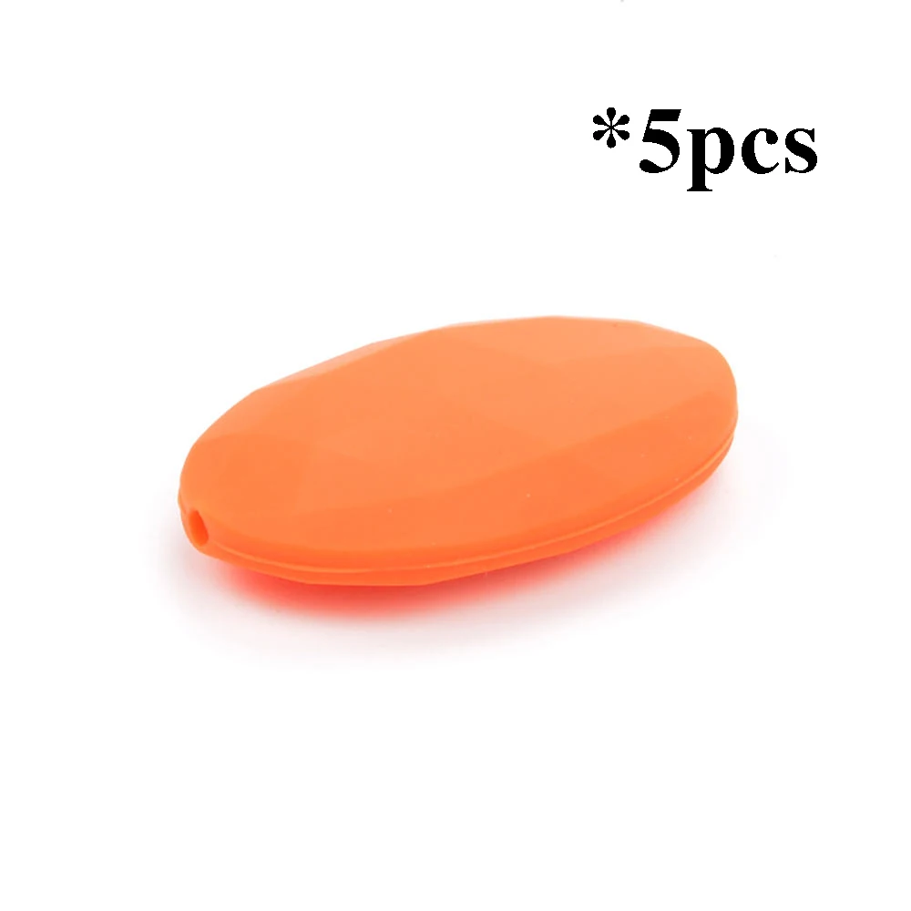 orange LOFCA 5 шт. плоские овальные бусины для прорезывания зубов Силиконовые Детские Прорезыватели для кормления diy жевательные Бисероплетение жемчужное ожерелье ювелирные изделия - Цвет: orange