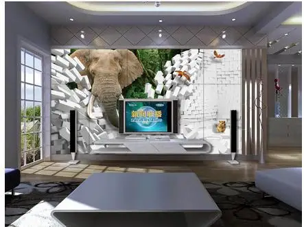 Пользовательские 3d обои слон 3 d ТВ установка настенная бумага креативное
