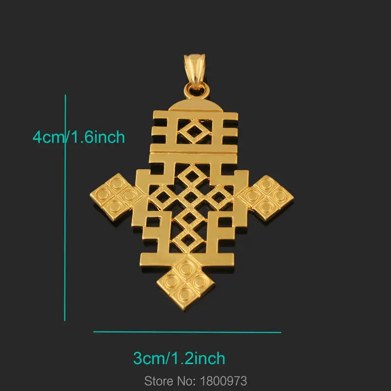 Ethiopian Cross Big Pendant18k Gold Filled Plated Chain Necklace Ethiopia Item Jewelry African Women Men | Украшения и аксессуары