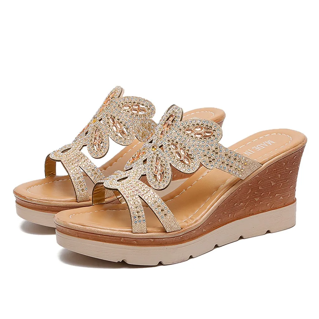 SAGACE/женские шлепанцы Летняя женская обувь с украшением в виде кристаллов