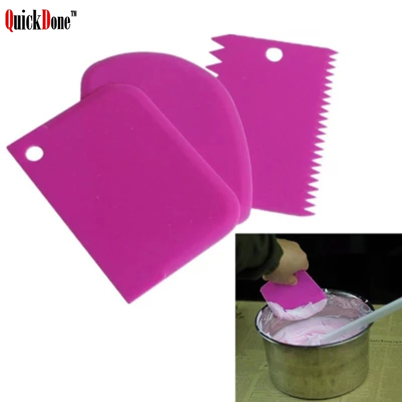 QuickDone 3 шт. Пластик миксер для теста Ножи глазурь скребок мастики лопатки из