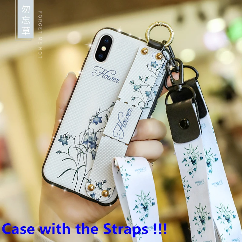 White and 2 Straps Ремешок на запястье мягкий TPU чехол для huawei P20 Lite P30 Pro P10 P8 P Smart плюс Коврики 8 9 10 20 X Nova 3 3i 3E 4 4E чехлы с цветами - Цвет: White and 2 Straps