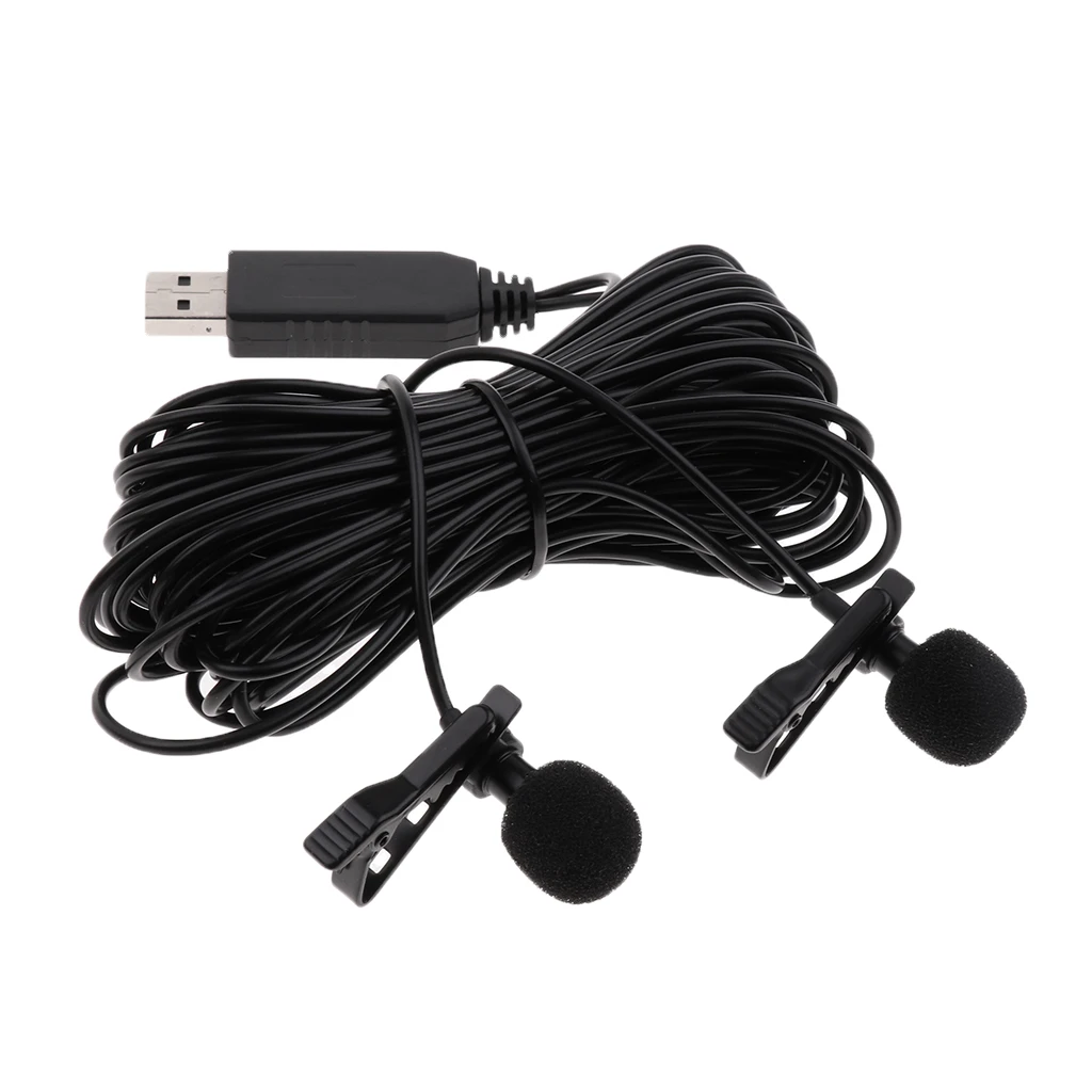 Универсальный мини микрофон с зажимом и USB разъемом двойной головкой для онлайн