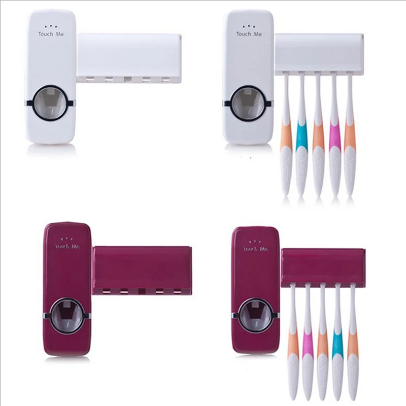 

Automatic Toothpaste Dispenser 5 Toothbrush Holder Set Wall Mount Stand Toothbrush Family Toothbrush Holder Bathroom Household
