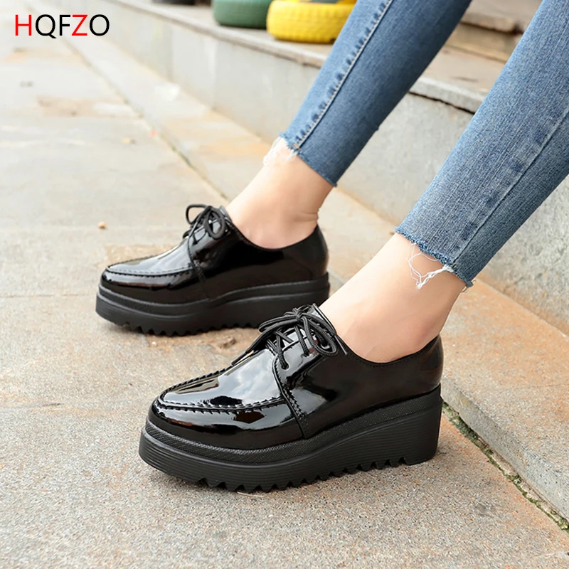 Фото HQFZO Pantshoes/Женская обувь на плоской платформе 6 см Повседневная дышащая с
