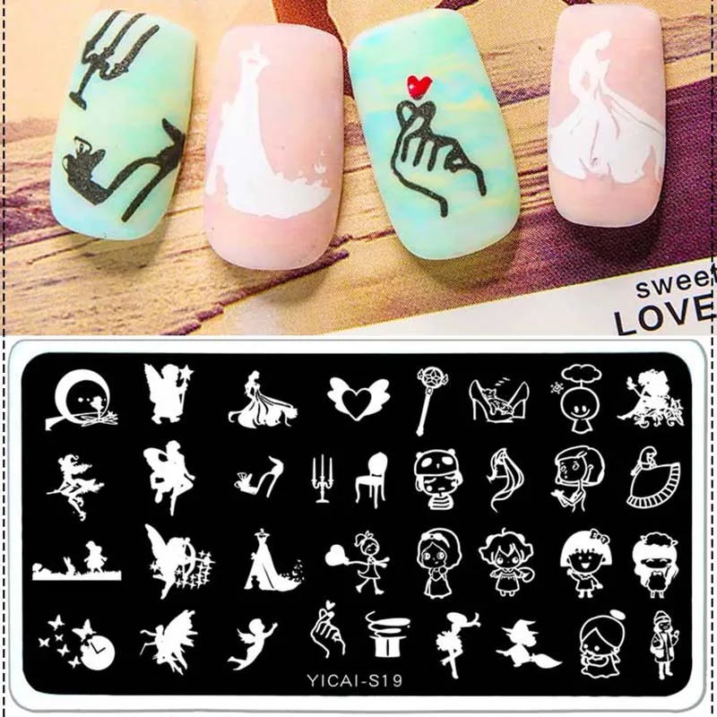 Nail Art Image nimal Printing Stamp Plate с дизайном в форме крыльев Ангела Beautiful Girl Butterfly