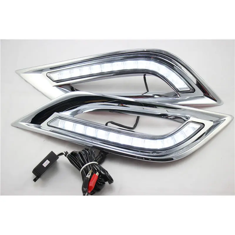 2Pcs White LED Daytime Running Fog Lights Lamp DRL For Hyundai Sonata 2011-2012 with Amber Turn Signal Light | Автомобили и