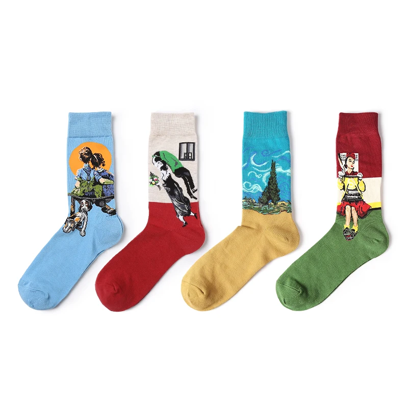 Новинка знаменитые носки с масляной росписью женские и мужские в стиле хип-хоп