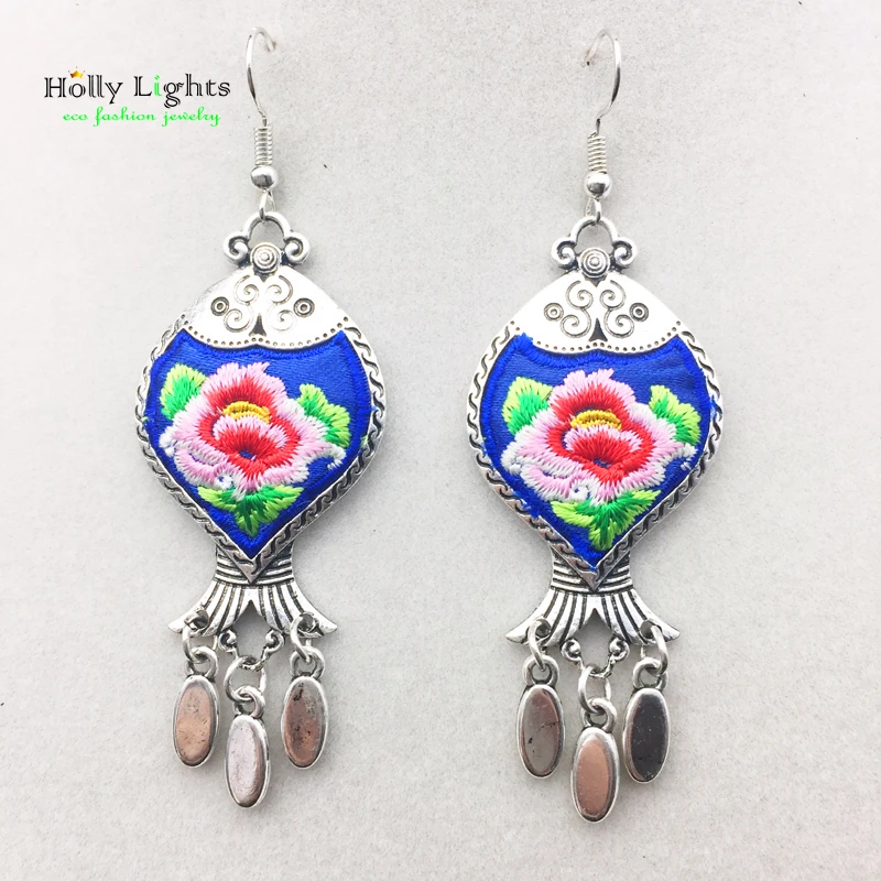 Вышивка Подвески Серьги для женщин рыбы Этнические подвески серьги большие