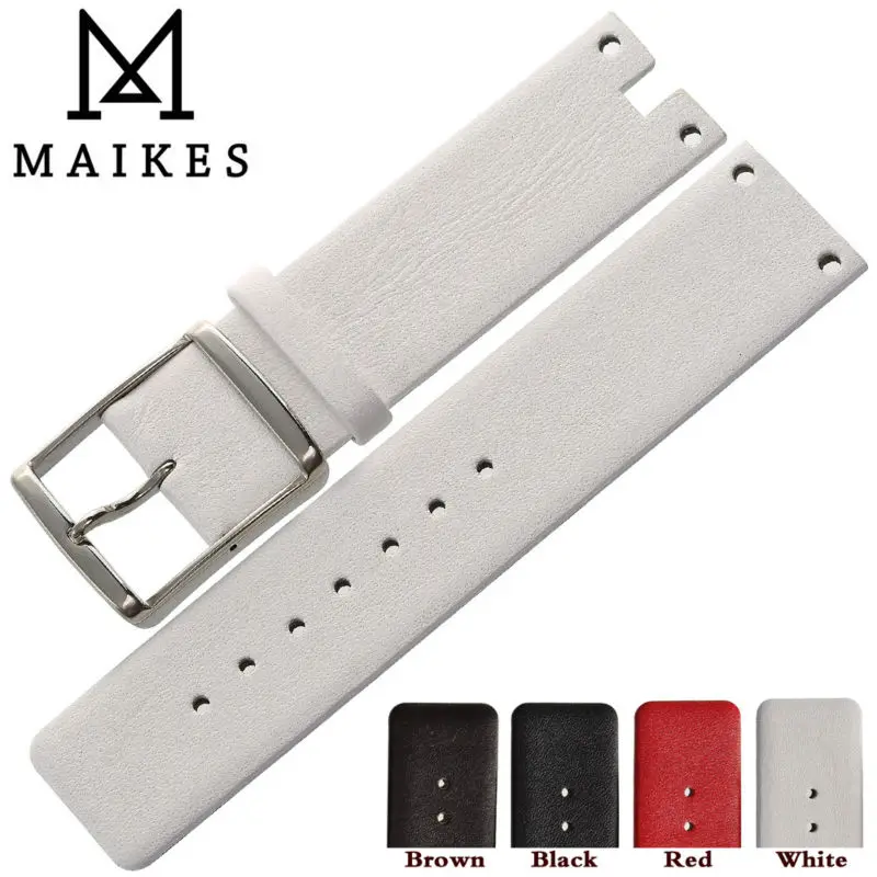 MAIKES ремешок для часов, ремешок из натуральной кожи, черный, белый цвет, высокое качество, Ремешки для наручных часов, Чехол Для CK Кельвин Клейн K9423101 и K9423107