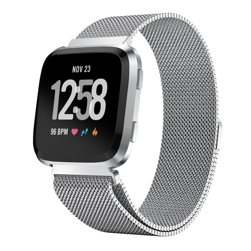 Металлический браслет из нержавеющей стали для Fitbit Versa, ремешок на запястье, Миланская петля, магнитный браслет, подходит для битов, аксессуары для браслетов