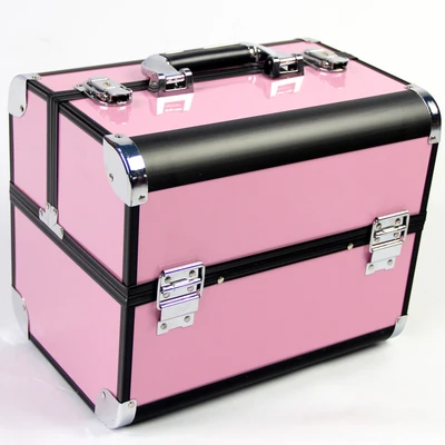 pink add black Портативный косметический чехол, Женский чехол для костюма для макияжа, косметичка, Большая вместительная коробка для туалетных принадлежностей, Сумочка для инструментов для макияжа - Цвет: pink add black