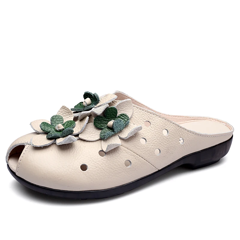 Туфли женские из натуральной кожи плоская подошва открытый носок